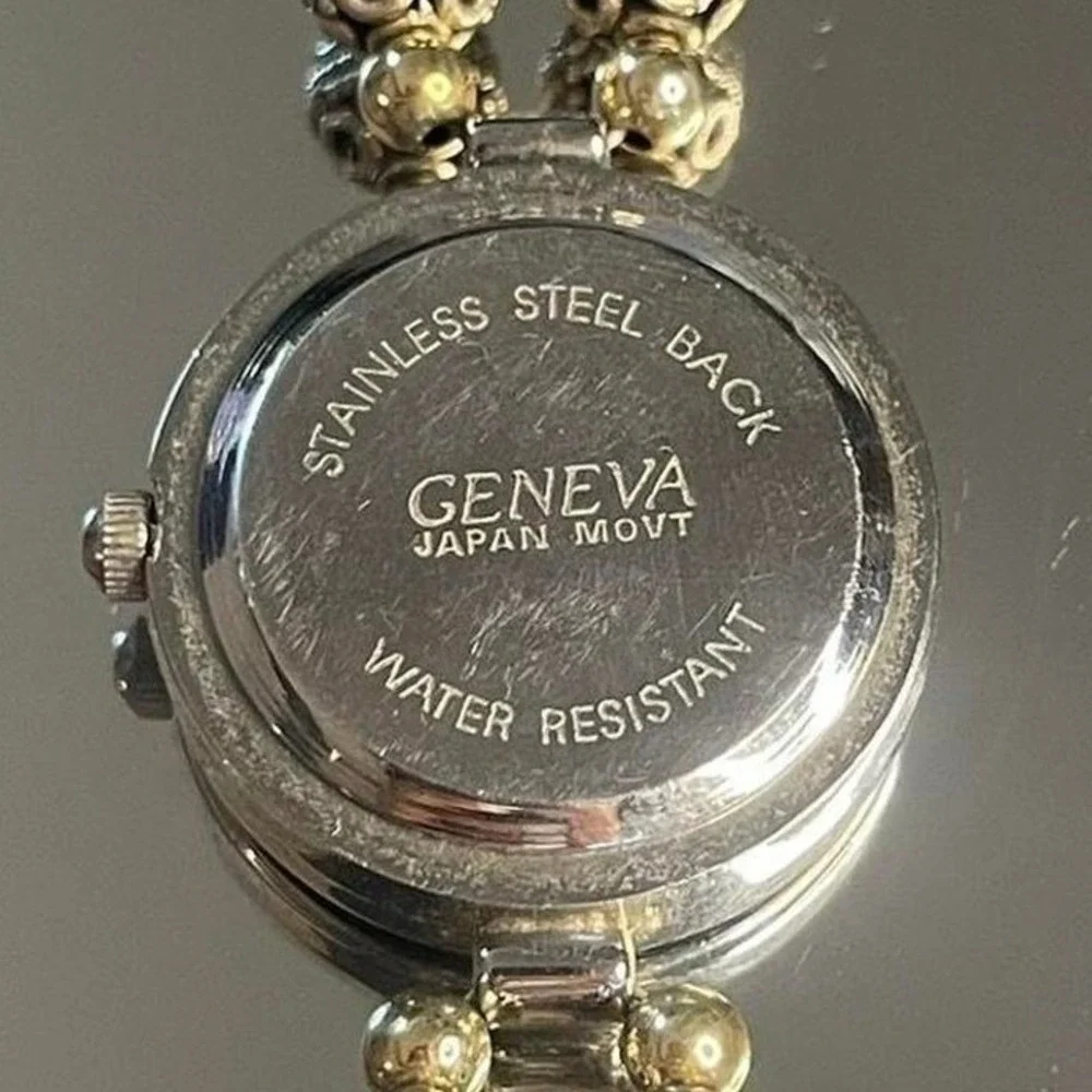 Geneva Boho Silver Gold Beaded Bracelet Watch Toggle Clasp Mixed Metal - 7.5